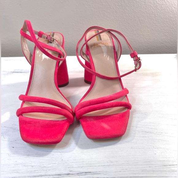 Sam Edelman NEW Kia, Suede 4” Block Heel, Buckle Strap, Dahlia Pink, Size 8 - Picture 3 of 10